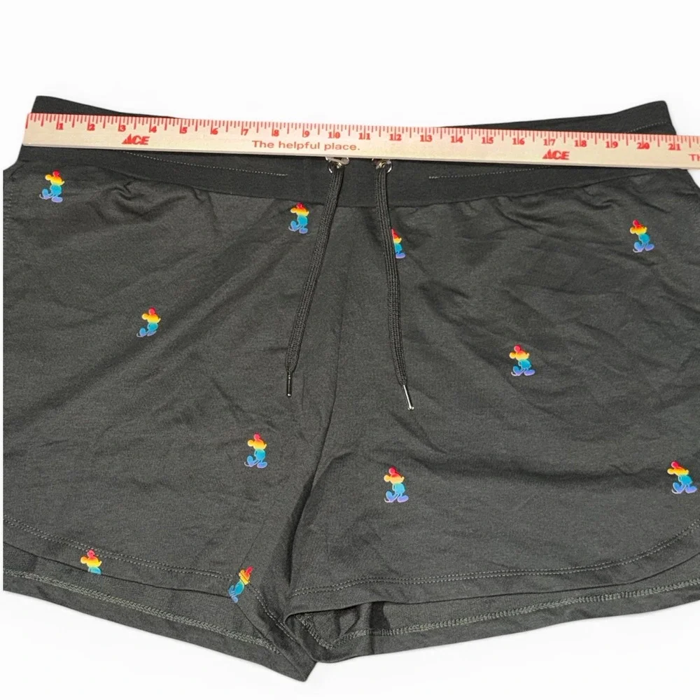 Disney Pride Collection Lounge Shorts Women 1X Dark Green Rainbow Mickey Mouse - Picture 4 of 10